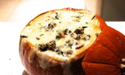 Fire-Roasted Pumpkin Filled with Wild Mushroom Risotto and Mascarpone