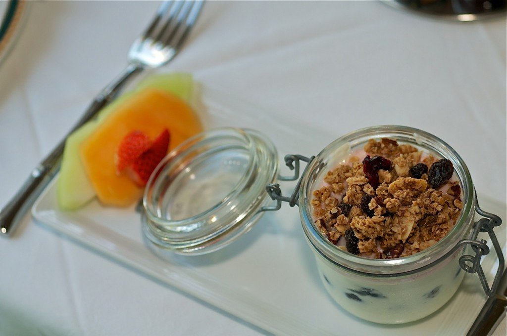 Light and creamy yogurt sprinkled with homemade sweet crunchy granola. Does breakfast get any better than this?