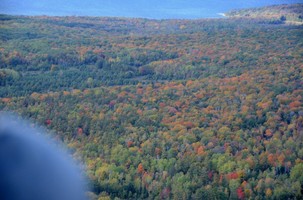 View of Door County Peninsula from helicopter by Karin Leperi