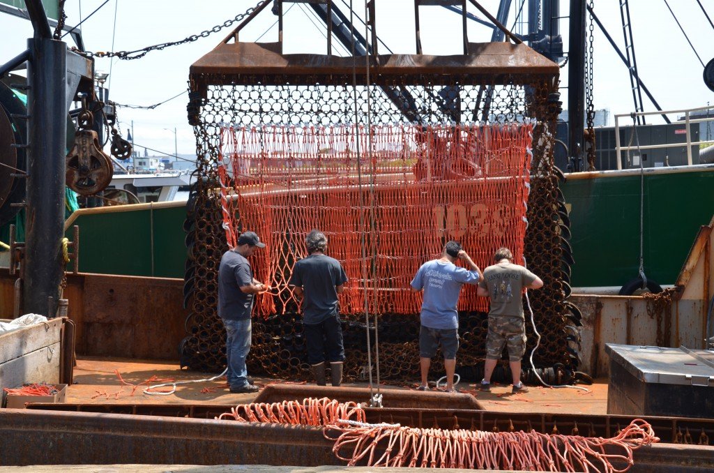 Repairing the fishing nets.