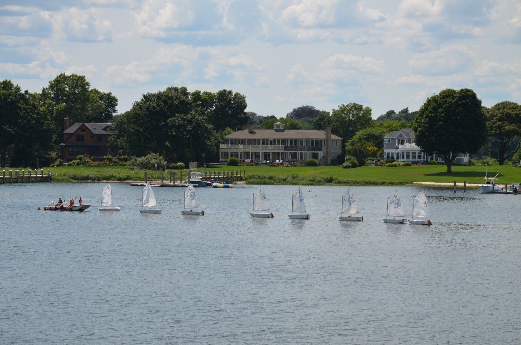 Cruising past a sailboat school.