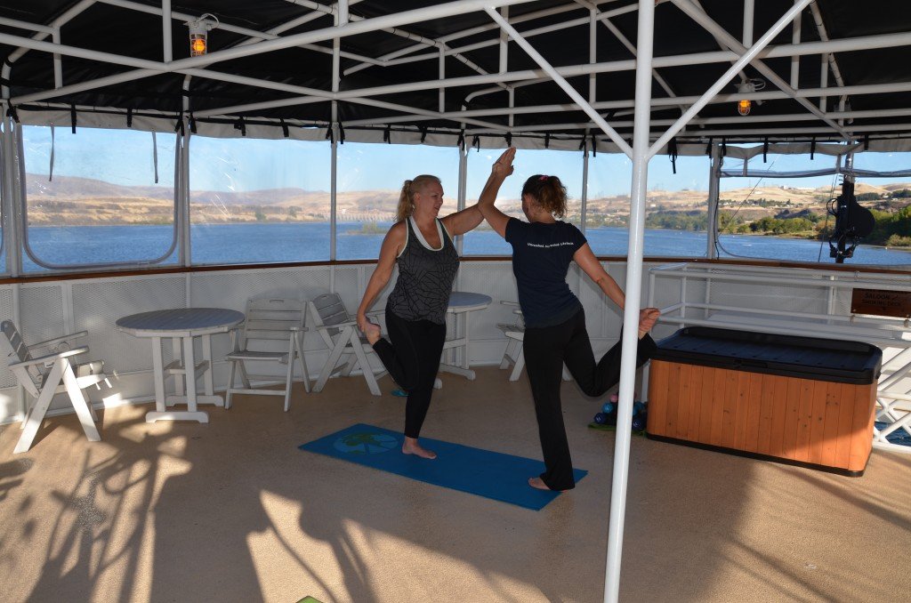 Yoga class onboard.