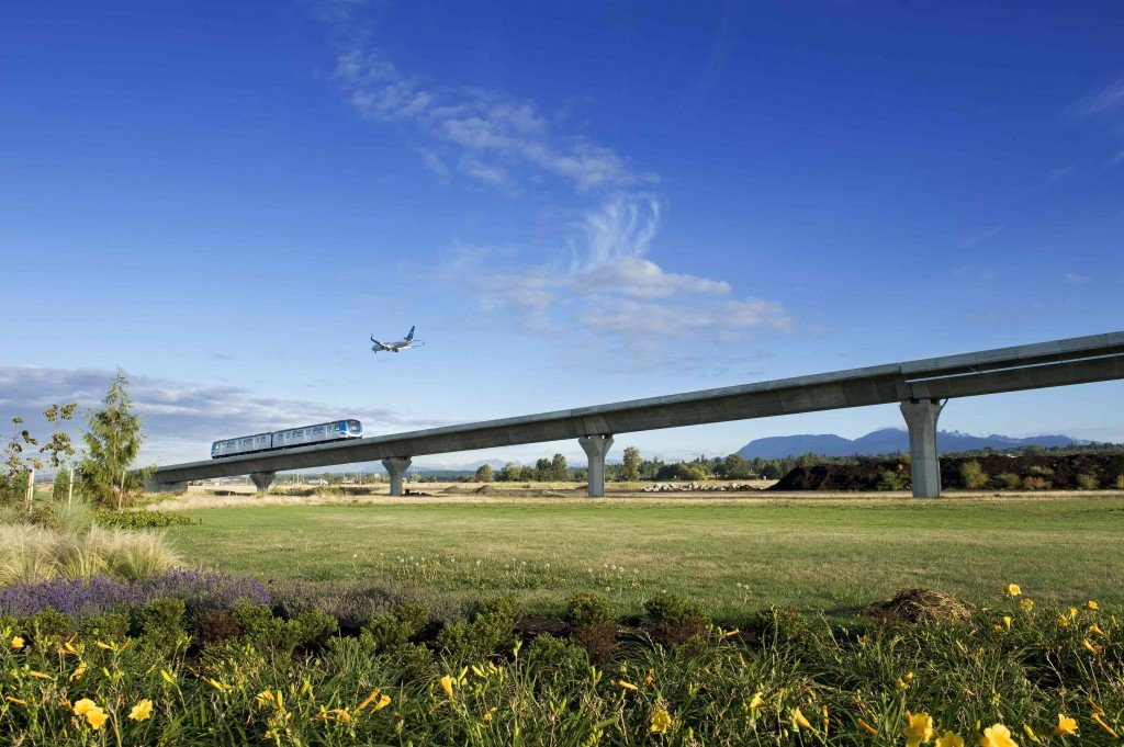 Canada Line from YVR. Photo by Larry Goldstein for Vancouver Airport Authority