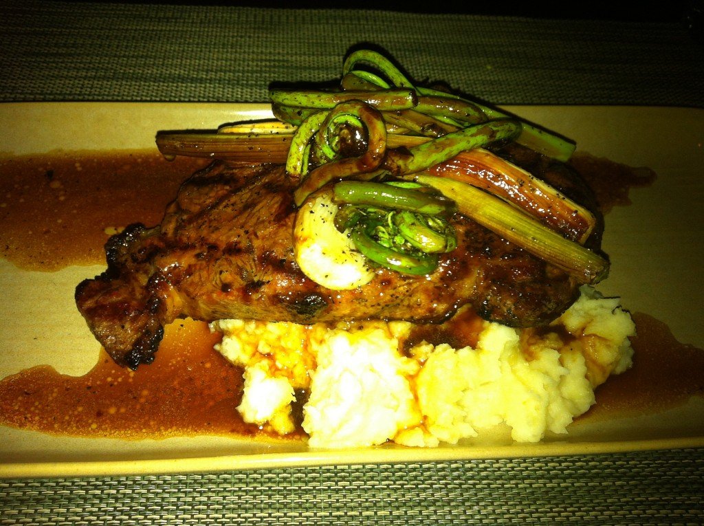 Ribeye Steak with Fiddle-head Ferns at Urbane