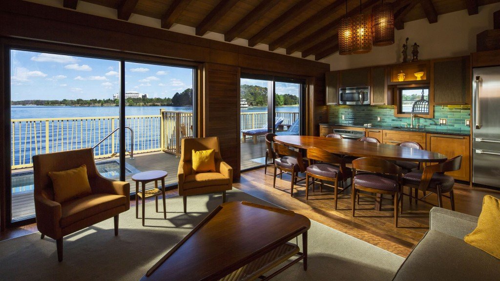 Reminiscent of the South Pacific, the Bora Bora Bungalows at Disney's PolynesianÊVillas & BungalowsÊshowcase aÊmodernÊtropical style, sleep up to eight guests in a two-bedroom, home-like setting and feature a plunge pool onÊa private deckÊwhere guests can enjoy views ofÊfireworks over Magic Kingdom.ÊThe Bungalows also have two full bathrooms, a kitchen, washer and dryer, andÊdining and living room spaces for gatherings.ÊTheÊnewestÊDisney Vacation Club Resort,ÊDisneyÕs Polynesian Villas & Bungalows features 20 Bungalows on Seven Seas Lagoon,Êthe first of this type of accommodation for Disney,Êand when complete this summer, 360 Deluxe Studios at the Walt Disney World Resort in Lake Buena Vista, Fla. The expansion is part of an overall re-imagination of Disney's Polynesian Village Resort. (Matt Stroshane, photographer)