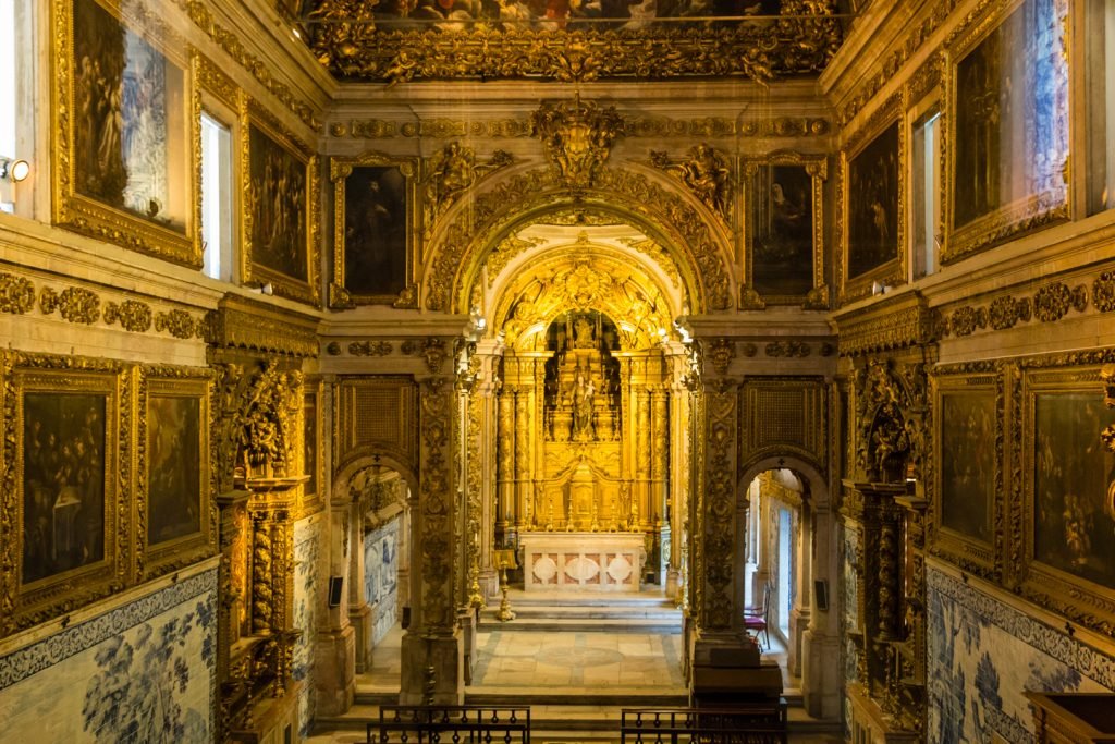 The golden glow in the chapel within the National Tile Museum, Lisbon. 