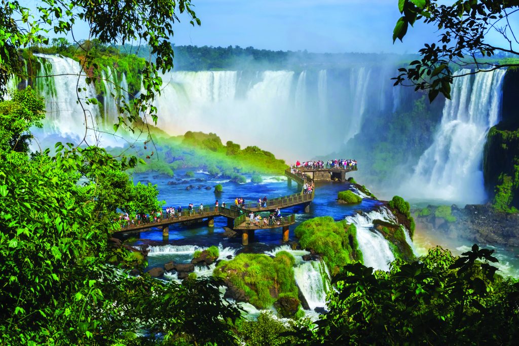 Tourists at Iguazu Falls, Foz do Iguacu, Brazil