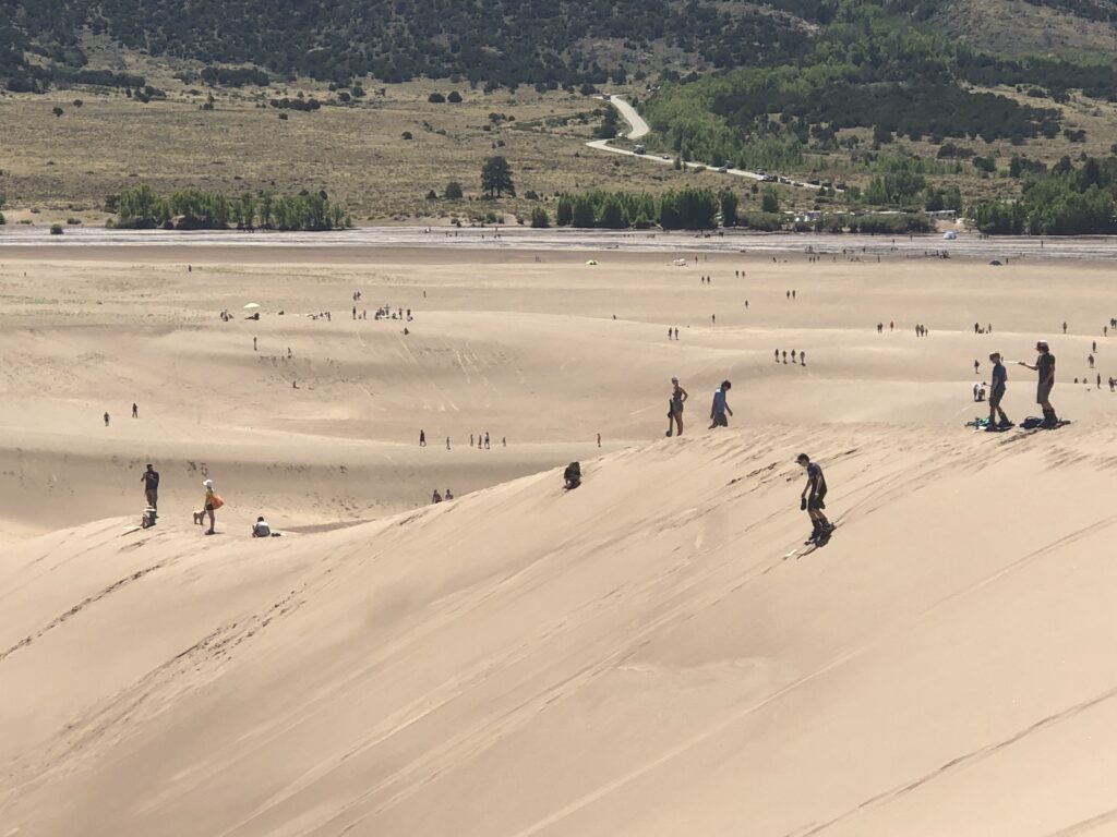 Skiing down the dunes