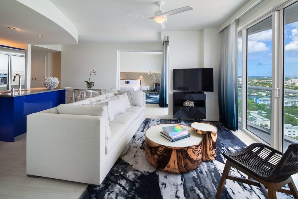 W Fort Lauderdale cool ocean view residential suite living room