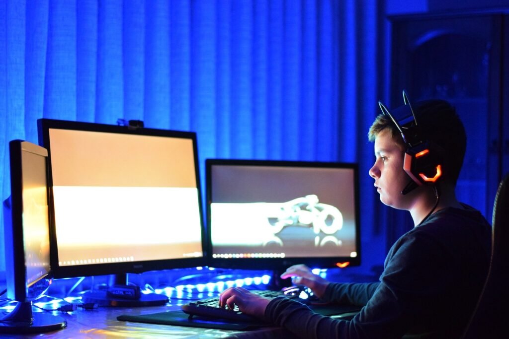 Young boy on the computer