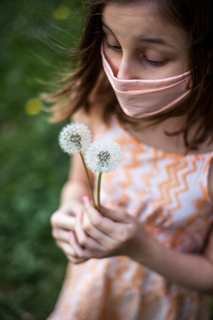 Young girl in coronavirus mask