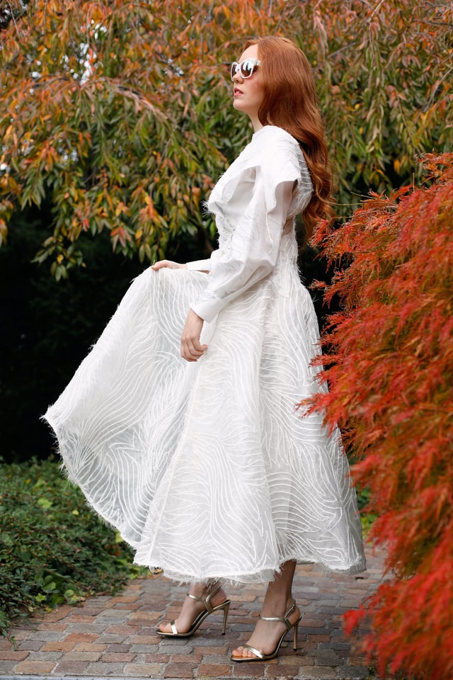 Bride in modern wedding dress