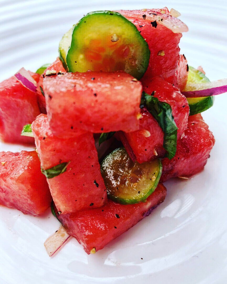 Grilled watermelon salad