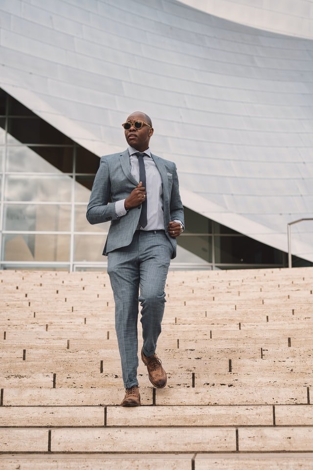 man in grey suit