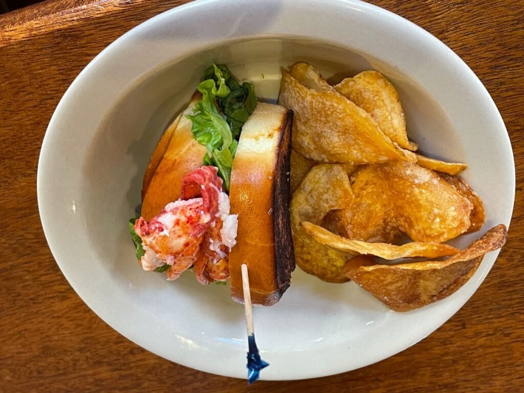 Lobster roll and homemade potato chips