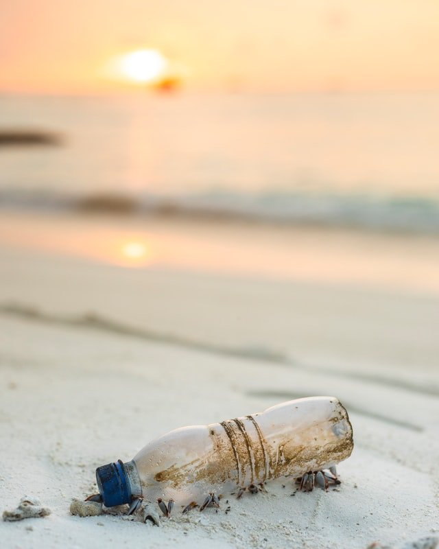 plastic bottle on the beach