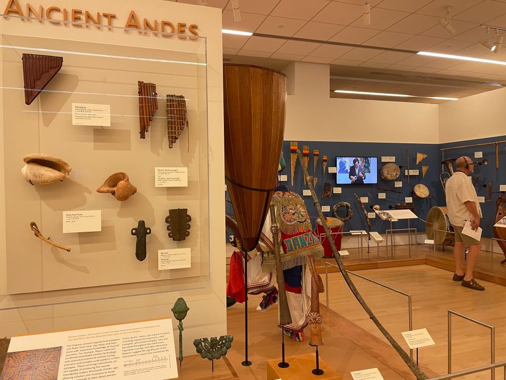 Whistles, flutes, pipes and a conch shell trumpet from Ancient Andes