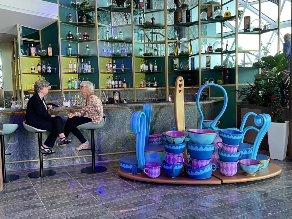 It's not hard to find a quiet place for a chat or just watching the world go by as the ship cruises along. Here, passengers have a chat in the Eden bar. Photo by Terri Colby