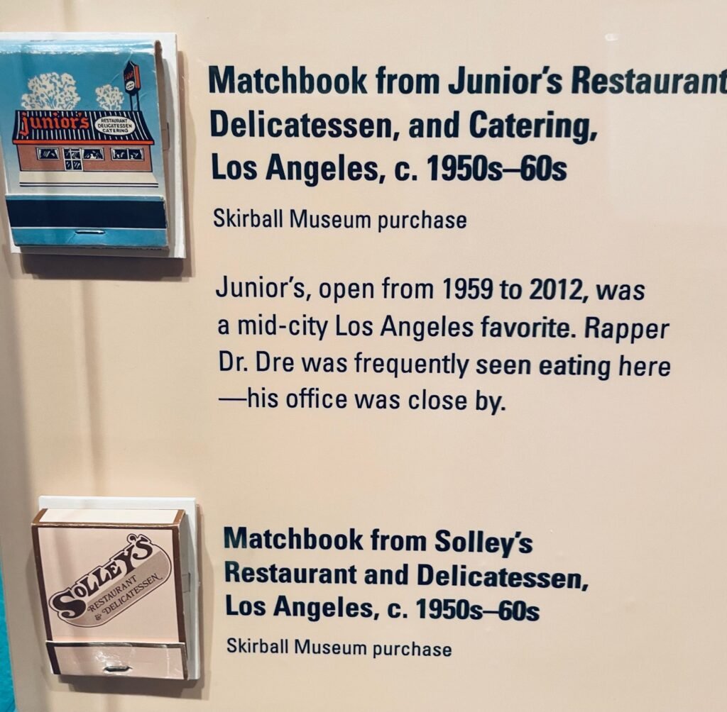 Matchbook from Junior's Restaurant & Delicatessen