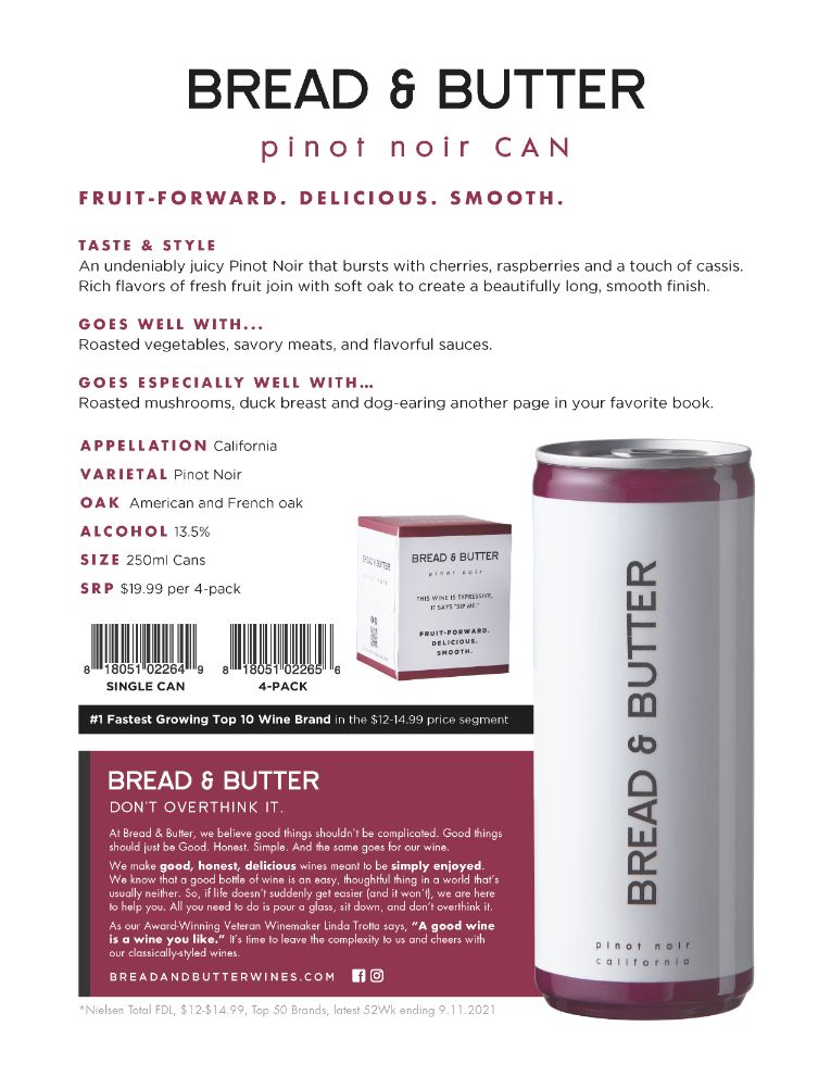 Bread & Butter Pinot Noir Fact Sheet