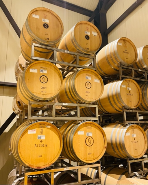 French Oak Barrels at Mira Winery 