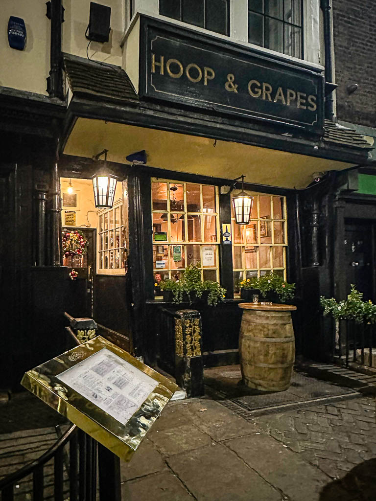 Hoop and Grapes is the oldest licensed house in the City of London. Photo by Jett Britnell