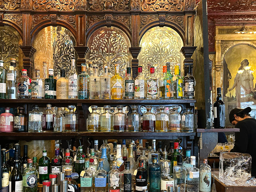 The Viaduct Taverns gin selections. Photo by Jett Britnell