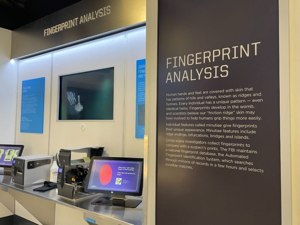 Fingerprint analysis station in Crime Lab