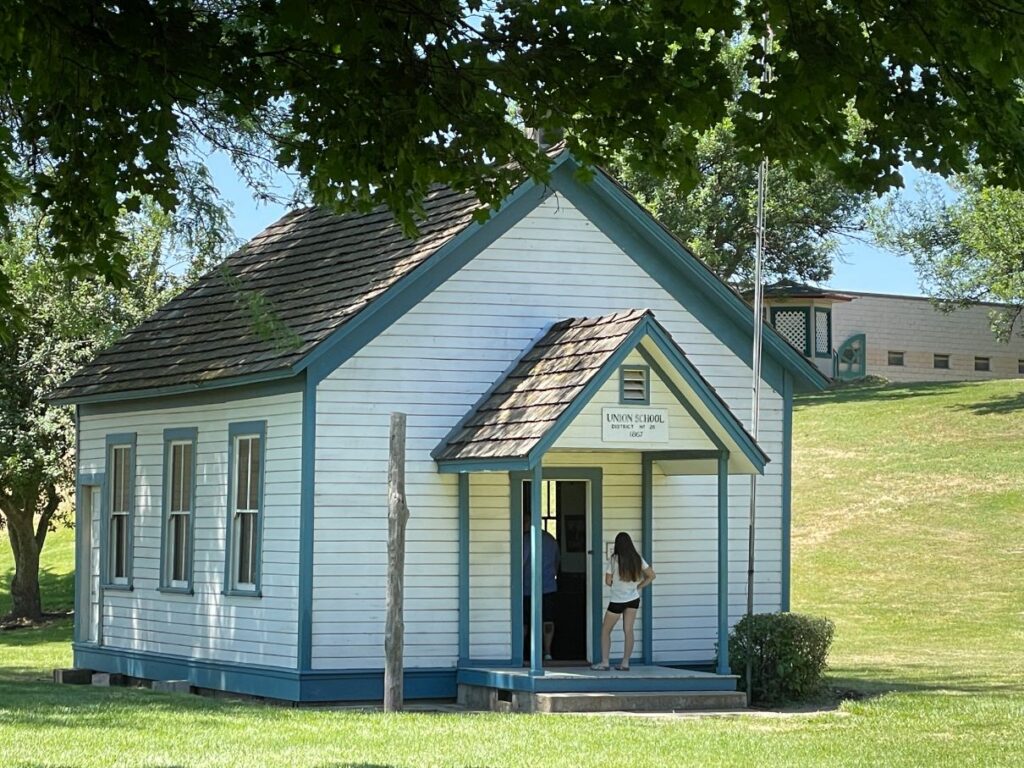 Old schoolhouse in Pioneer Village at Fort Walla Walla Museum