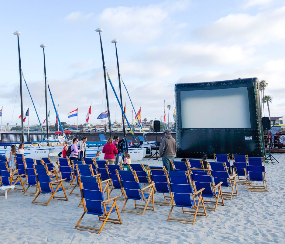 Outdoor movies at Evans Hotels