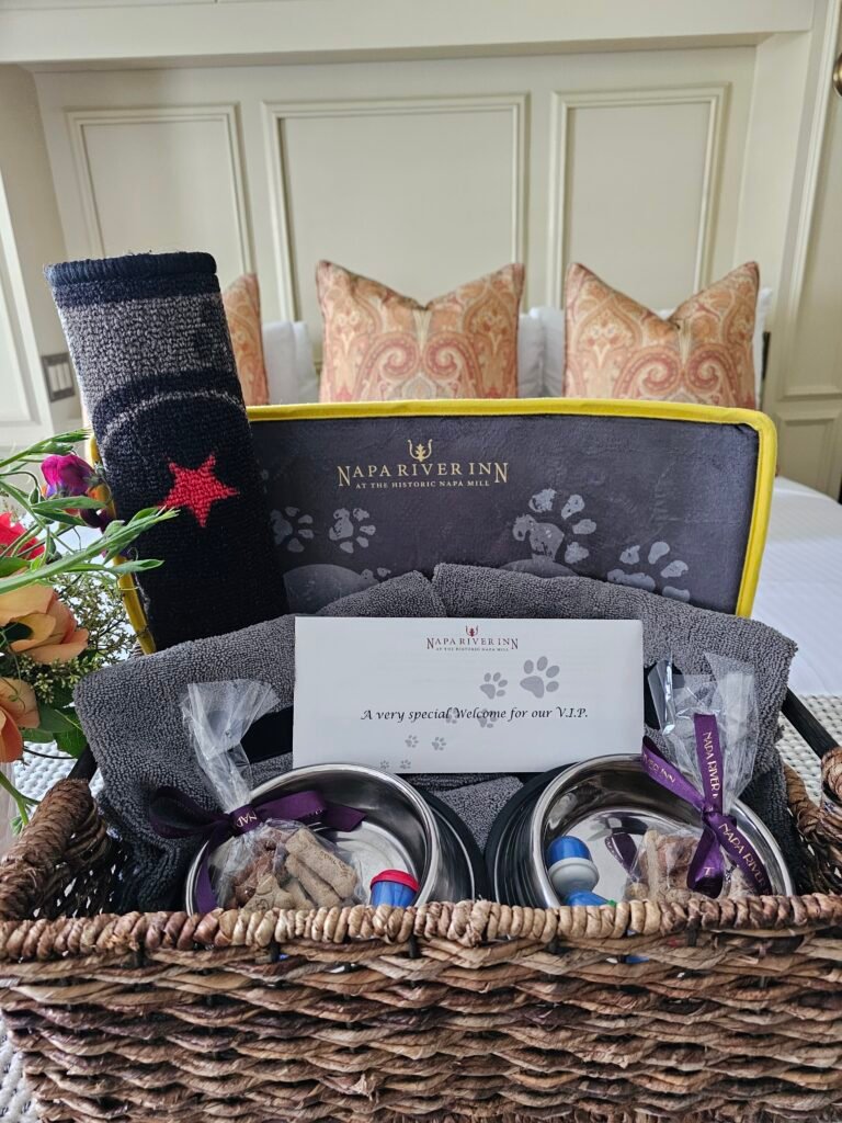Welcome basket for your pooch at the Napa River Inn, credit Jean Chen Smith