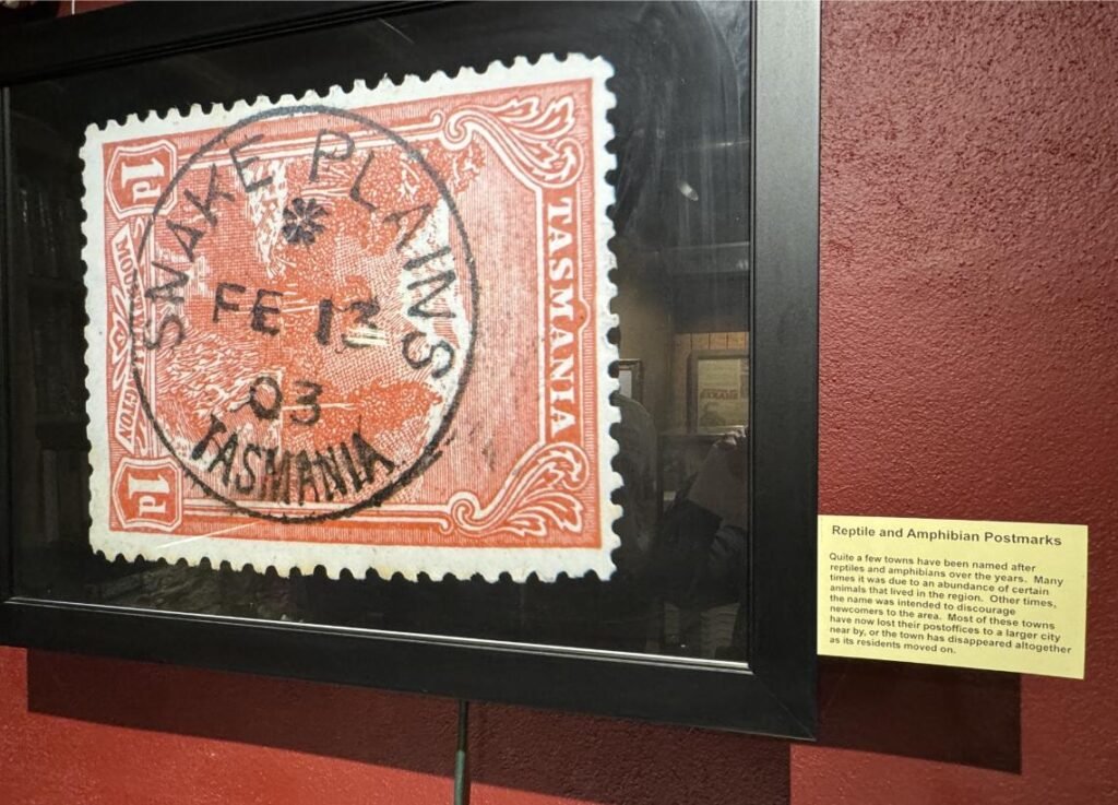 Another collection features reptilian postmarks from towns named after reptiles and amphibians