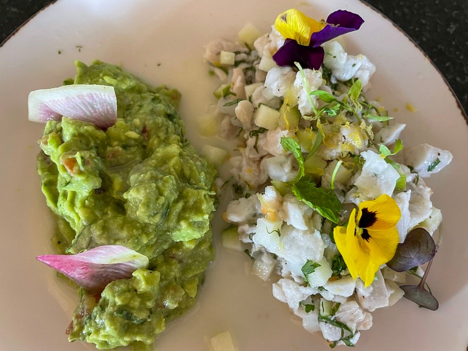 Ceviche and guacamole