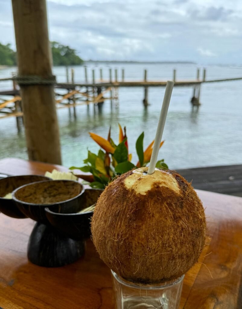 Refreshing coconut water is a popular drink