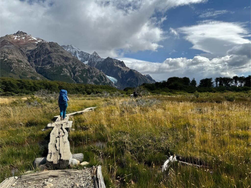 Hiking across the wetlands, photo by Debbie Stone