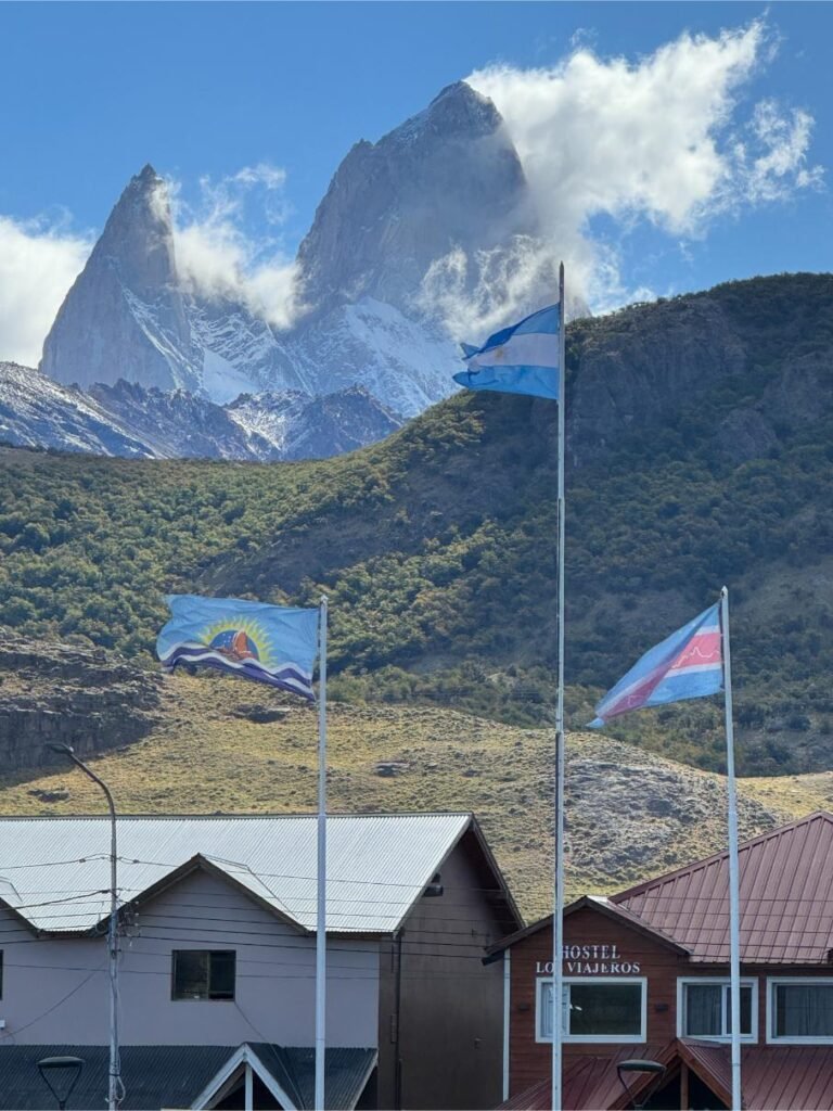 The mountains loom above the town, photo by Debbie Stone