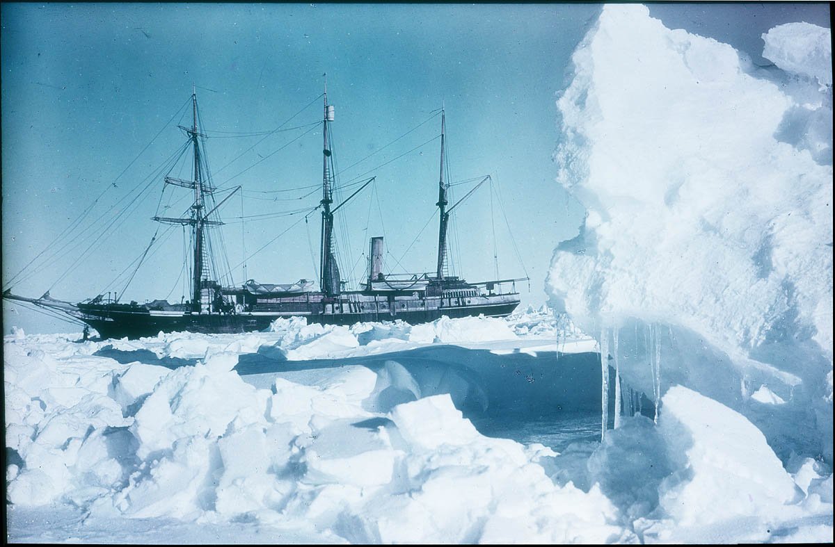 Shackleton’s ship Endurance beset in pack ice and slowly being crushed