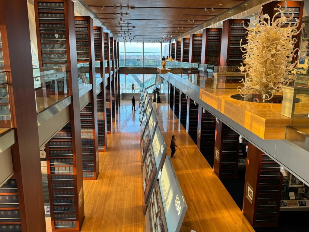 Inside the Clinton Presidential Library, photo by Debbie Stone