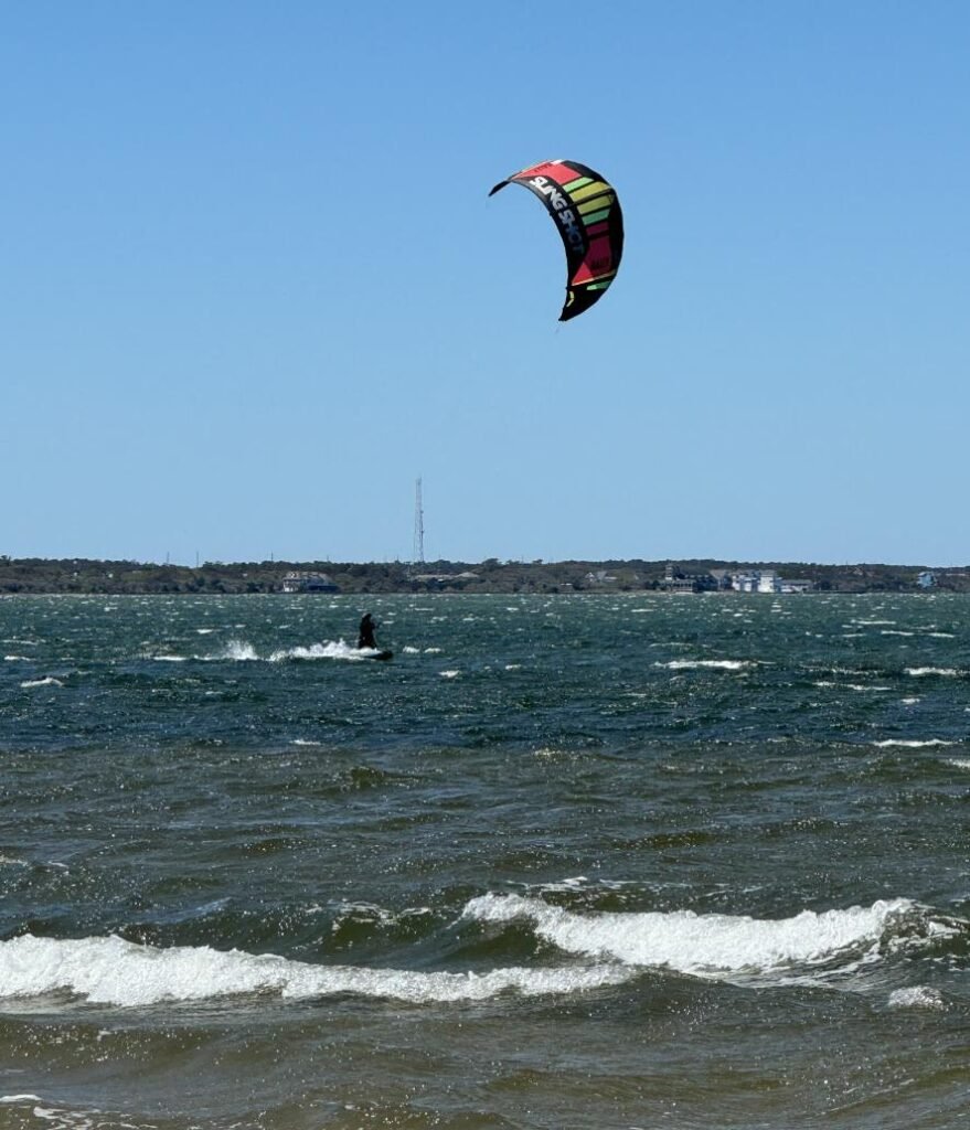 Kiteboarding is popular here due to the strong winds. Photo by Debbie Stone