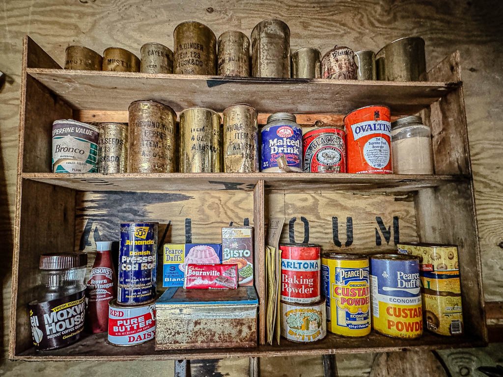 Damoy Hut has a wide array of canned goods on display. Photo by Jett Britnell