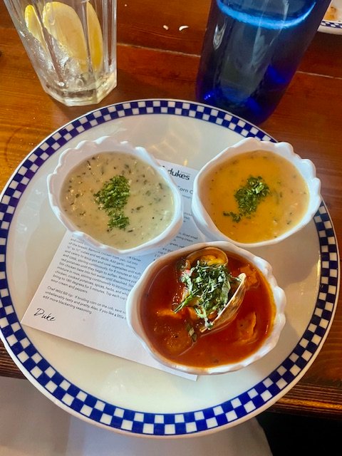 Start with a seafood chowder sample at Duke's Seafood. Photo Jill Weinlein