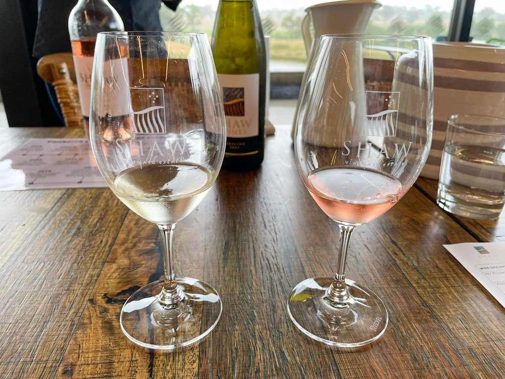 Sample of white and rose wine