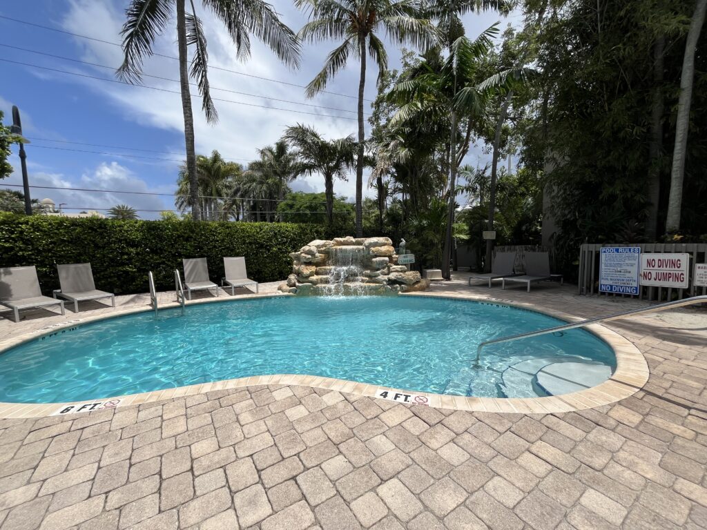 Saline swimming pool and fountain. Credit Kirsten Harrington