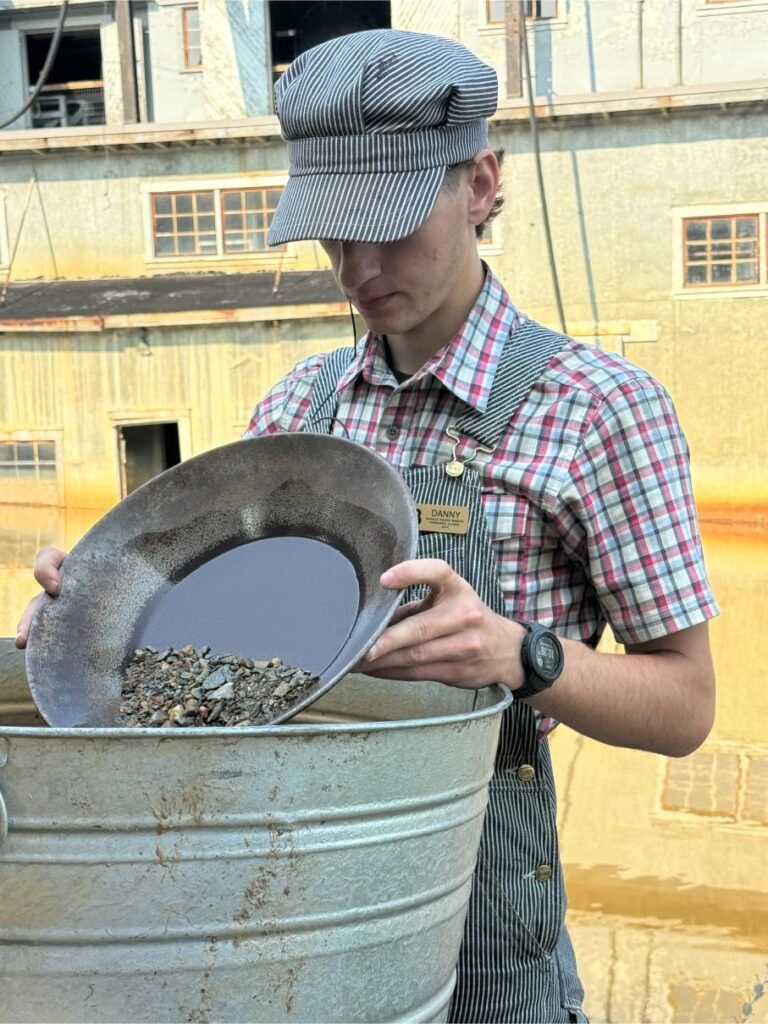 Gold panning demo. Photo by Debbie Stone