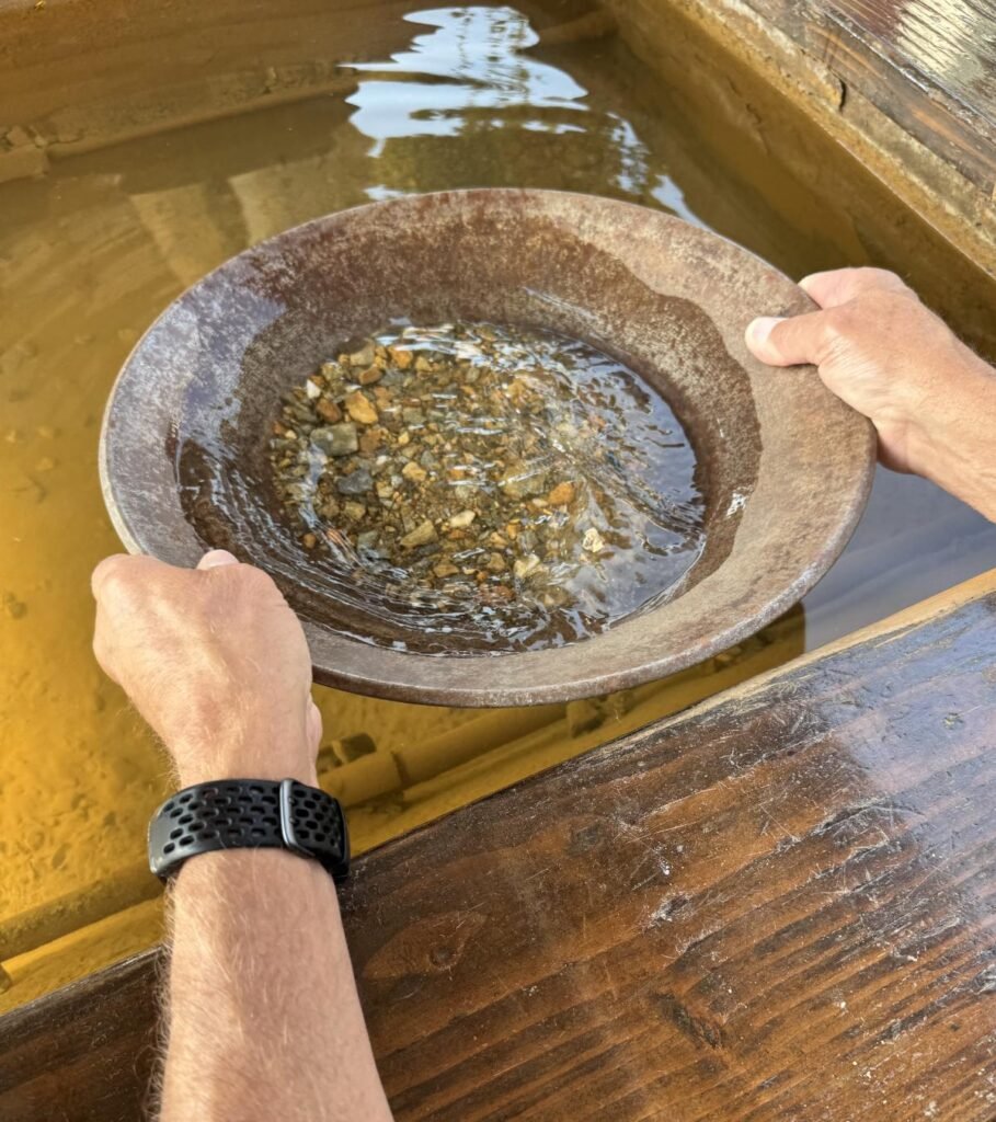 Gold panning takes some finesse and patience. Photo by Debbie Stone