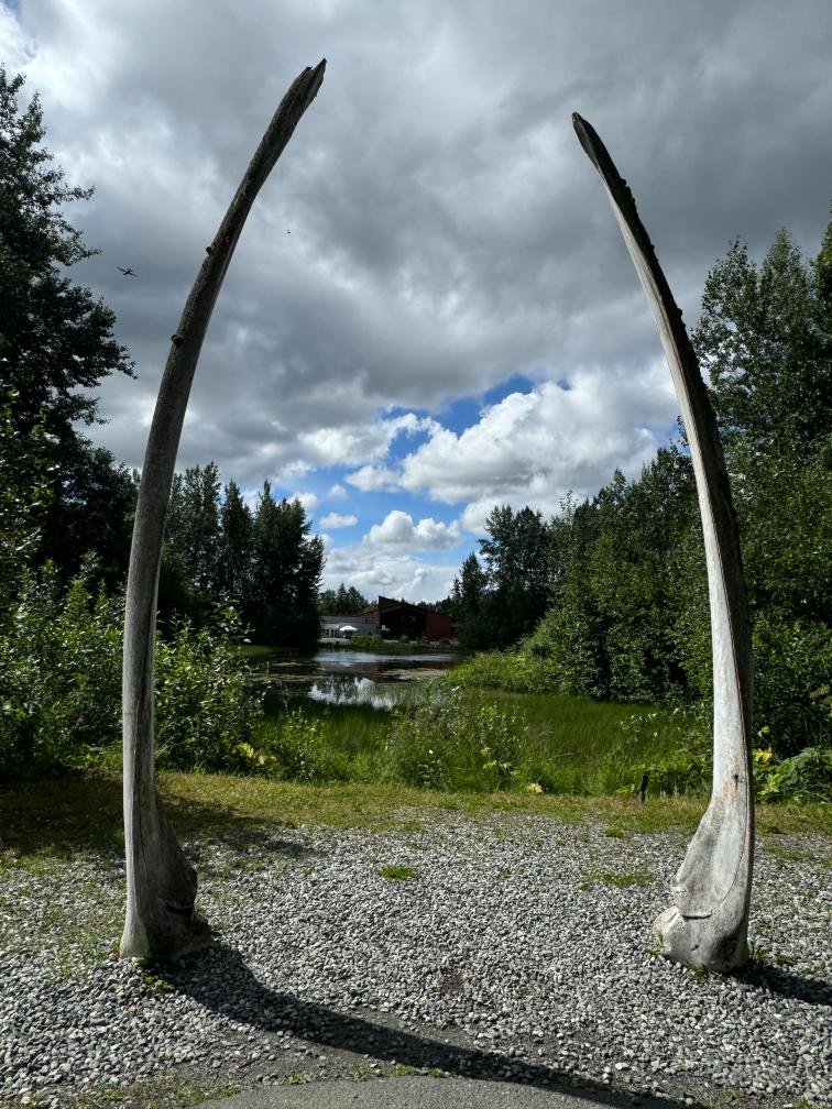 On the grounds of the Alaska Native Heritage Center. Photo by Debbie Stone