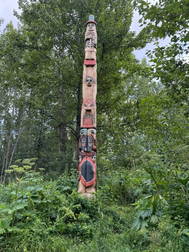 Totem at Alaska Native Heritage Center. Photo by Debbie Stone