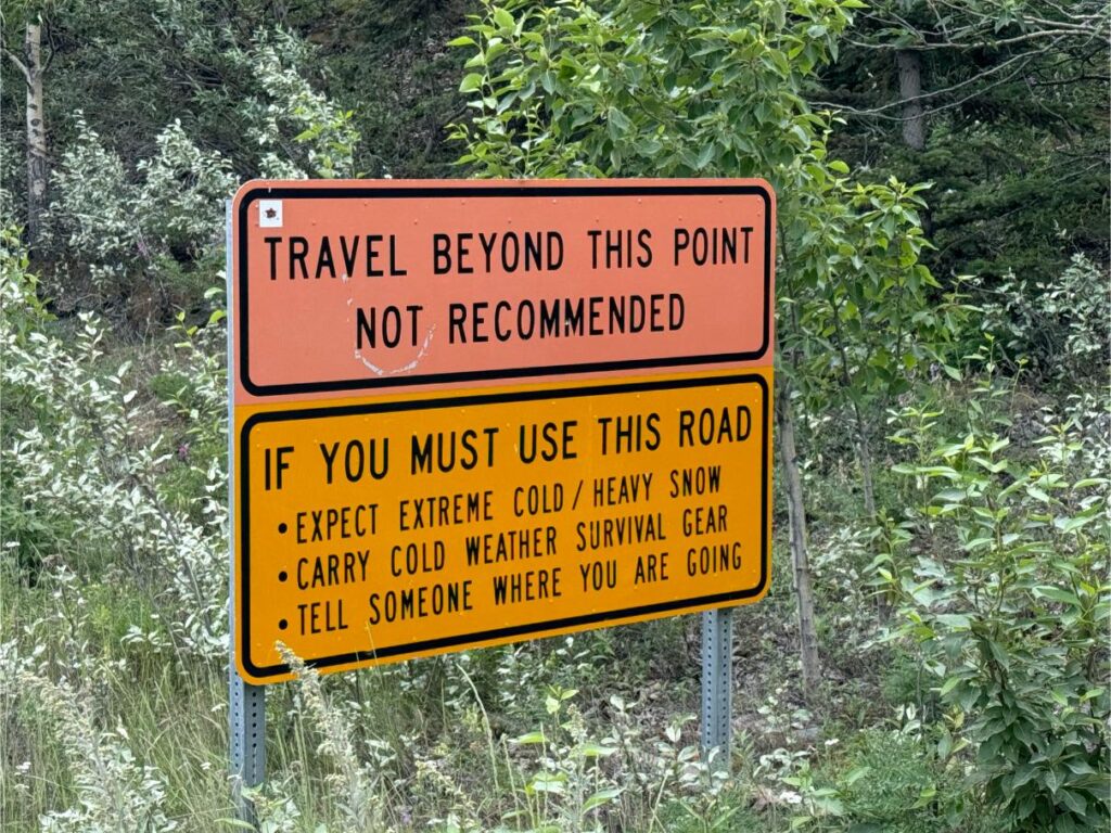 Warning sign for McCarthy Rd. Photo by Debbie Stone