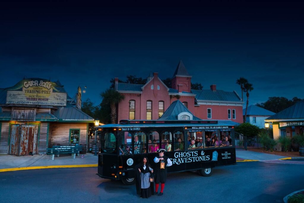 Ghosts & Gravestones Trolley tour. Photo courtesy of FloridasHistoricCoast.com