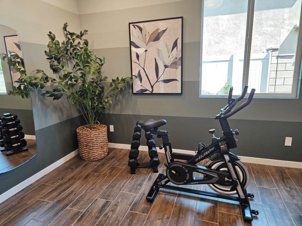 A room with exercise equipment.